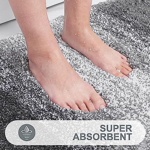 OLANLY Luxury Bathroom Rugs Mat 30x20, Extra Soft and Absorbent Microfiber Bath Rugs, Non-Slip Plush Shaggy Bath Carpet, Machine Wash Dry, Bath Mat for Bathroom Floor, Tub and Shower, Grey - SHOP NO2CO2