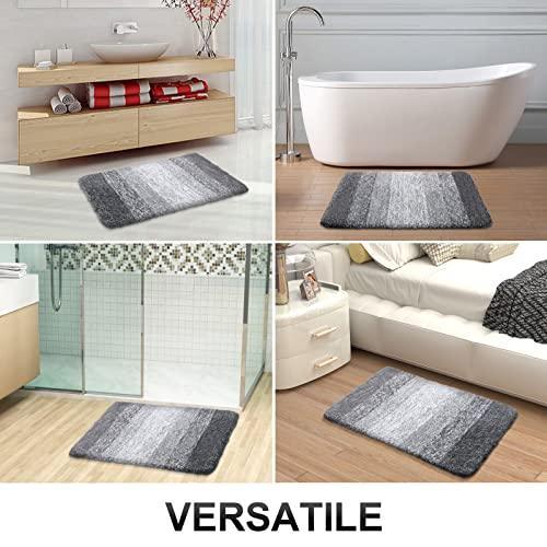 OLANLY Luxury Bathroom Rugs Mat 30x20, Extra Soft and Absorbent Microfiber Bath Rugs, Non-Slip Plush Shaggy Bath Carpet, Machine Wash Dry, Bath Mat for Bathroom Floor, Tub and Shower, Grey - SHOP NO2CO2