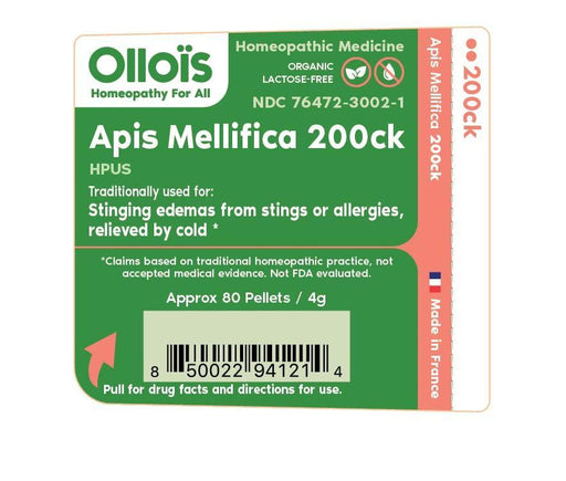 OLLOIS Apis Mellifica 200ck, Organic, Lactose-Free Homeopathic Medicine, 80 Pellets (Pack of 1) - SHOP NO2CO2