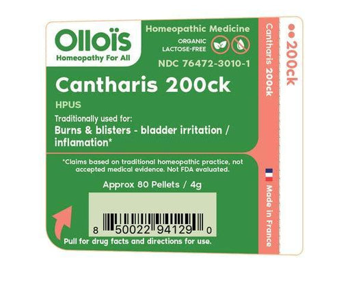 OLLOIS Cantharis 200ck Organic, Lactose-Free, Kosher Homeopathic Medicine, 80 Pellets (Pack of 3) - SHOP NO2CO2