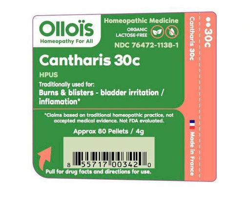 OLLOIS Cantharis 30c Organic, Lactose-Free, Kosher Homeopathic Medicine, 80 Pellets (Pack of 3) - SHOP NO2CO2