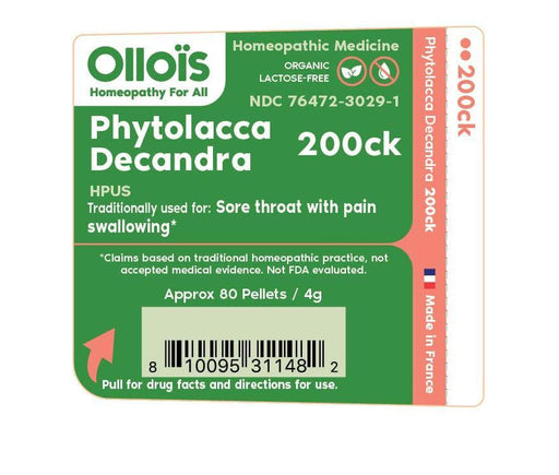 OLLOIS Phytolacca Decandra 200ck Organic & Lactose-Free Homeopathic Medicine, 80 Pellets (Pack of 1) - SHOP NO2CO2