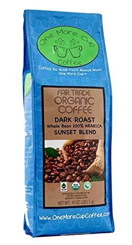 One More Cup - Organic Dark Roast Whole Bean Coffee - Fair Trade, 10 oz - SHOP NO2CO2