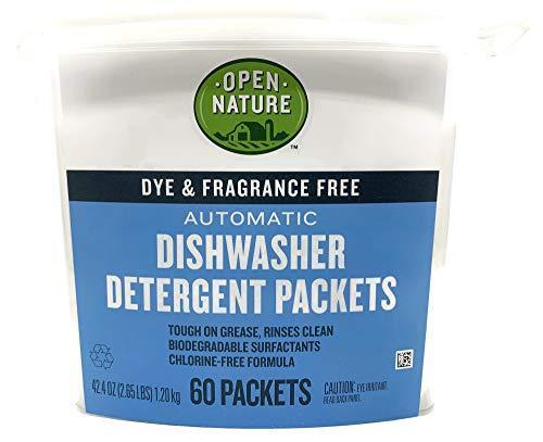 Open Nature Earth Friendly Dishwasher Detergent Packets, Biodegradable, Dye & Fragrance Free (60 Packets) - SHOP NO2CO2