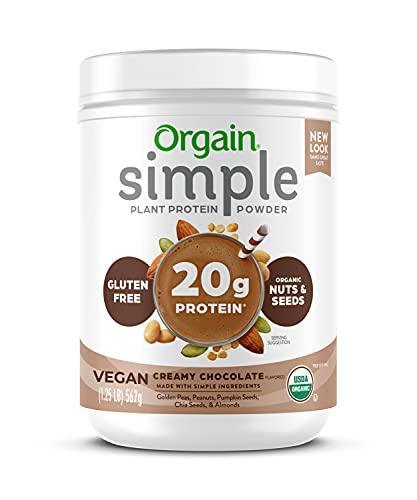 Orgain Organic Simple Vegan Protein Powder, Chocolate - 20g Plant Based Protein, Made with Fewer Ingredients, No Stevia or Artificial Sweeteners, Gluten Free, Dairy Free, Soy Free - 1.25lb - SHOP NO2CO2