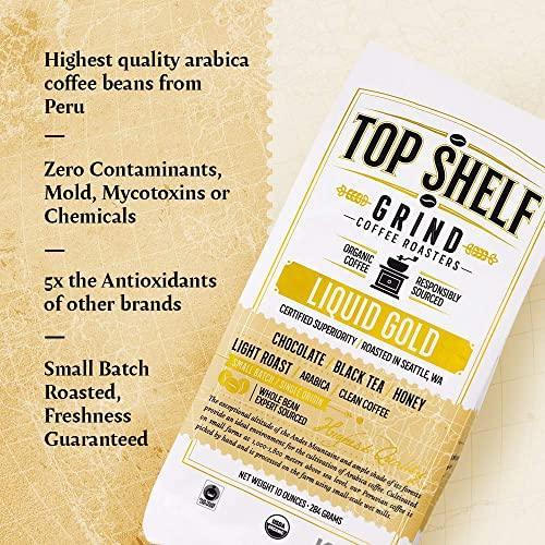 Organic Light Roast Whole Bean Coffee, The Best Espresso Beans from Peru - Fair Trade, Single Origin Mycotoxin & Mold Free Fresh Peruvian Purity | Super Healthy Arabica for Peak Performance - Low Acid - SHOP NO2CO2