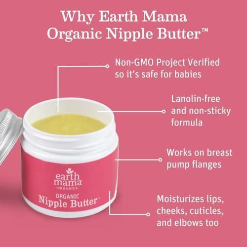 Organic Nipple Butter™ Breastfeeding Cream by Earth Mama | Lanolin-free, Postpartum Essentials Safe for Nursing, Non-GMO Project Verified, 2-Fluid Ounce (6-Pack) - SHOP NO2CO2