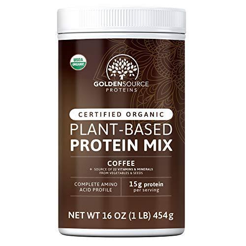 Organic Plant Based Protein Powder from GoldenSource Proteins, Coffee, Vegan protein powder, Organic Pea protein and Brown Rice, Low Net Carbs, Non GMO, Dairy free, 18 Servings - SHOP NO2CO2