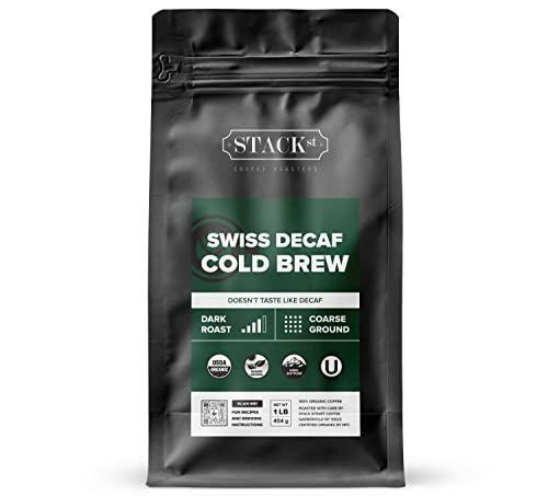 Organic Swiss Water Process Decaf Cold Brew Coffee Coarse Ground 1 LB - Dark Roast Coarse Grind - Doesn't Taste Like Decaf! - 100% Arabica Single Origin Beans – By Stack Street - SHOP NO2CO2