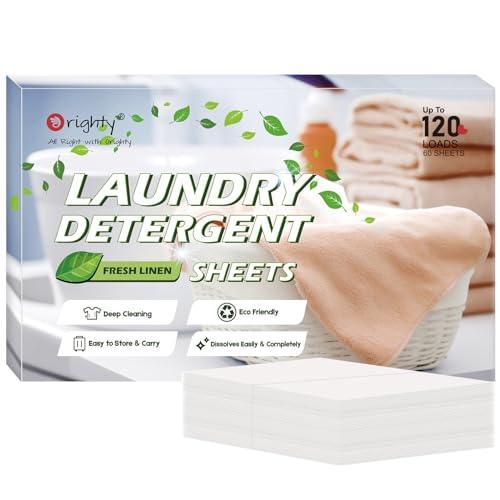 ORIGHTY Laundry Detergent Sheets, (120 Loads) 60 Sheets Fresh Linen, Eco-Friendly & Hypoallergenic Laundry Detergent Strips, Portable and Travel-Friendly Detergent Sheets, No Plastic Jug and Liquid - SHOP NO2CO2