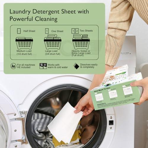 ORIGHTY Laundry Detergent Sheets, (120 Loads) 60 Sheets Fresh Linen, Eco-Friendly & Hypoallergenic Laundry Detergent Strips, Portable and Travel-Friendly Detergent Sheets, No Plastic Jug and Liquid - SHOP NO2CO2