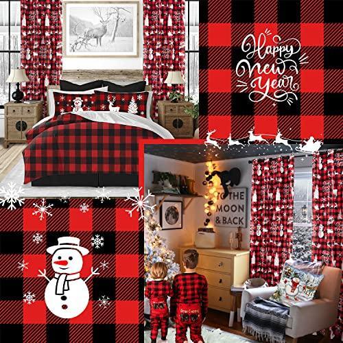 PANELSBURG Christmas Kitchen Window Curtains Over Sink,Red 45 Inch Length Cute Buffalo Plaid Cafe Blackout Short Curtains for Small Bathroom Window Living Room,Cortinas de Navidad Cocina para Sala - SHOP NO2CO2