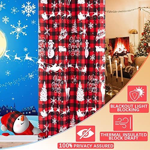 PANELSBURG Christmas Kitchen Window Curtains Over Sink,Red 45 Inch Length Cute Buffalo Plaid Cafe Blackout Short Curtains for Small Bathroom Window Living Room,Cortinas de Navidad Cocina para Sala - SHOP NO2CO2