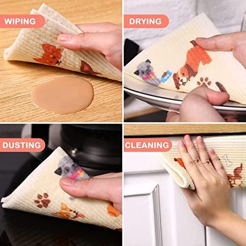 Patelai 6 Pieces Mixed Dog Swedish Cleaning Dishcloths Cloths Absorbent and Fast Drying Kitchen Dish Towels Dogs Cleaning Wipes for Kitchen Bathroom Office Wedding Housewarming, 6 Designs - SHOP NO2CO2