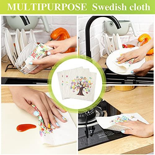 Patelai 6 Pieces Swedish Kitchen Dishcloths Mixed Trees Kitchen Cleaning Cloths Absorbent Cleaning Cloth Set Swedish Kitchen Dishcloths Quick Drying Reusable Cloths for Kitchen, Hand, Counter Wipes - SHOP NO2CO2