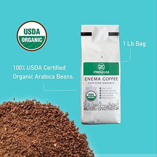 PE Premium Enema Organic Enema Coffee (1LB) Light Roast, Medium Ground - Formulated For Gerson Coffee Enemas - Fair Trade Certified - Made in the USA - SHOP NO2CO2