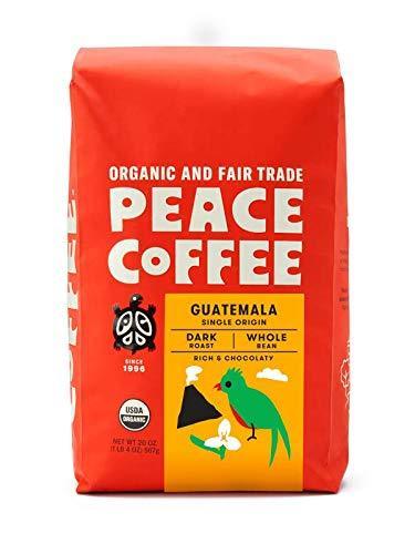 Peace Coffee Guatemala Single Origin Coffee | 20 oz Whole Bean Dark Roast | Organic Fair Trade Coffee |Rich, Chocolatey flavor | Shade Grown, Fresh Roasted - SHOP NO2CO2