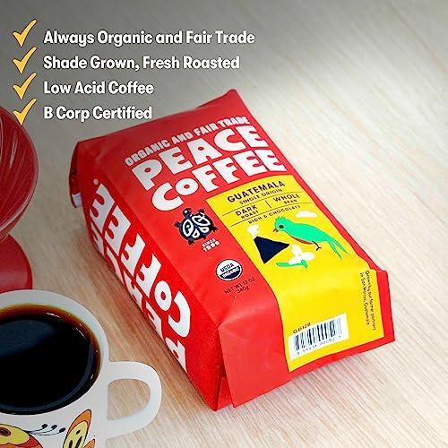 Peace Coffee Guatemala Single Origin Coffee | 20 oz Whole Bean Dark Roast | Organic Fair Trade Coffee |Rich, Chocolatey flavor | Shade Grown, Fresh Roasted - SHOP NO2CO2