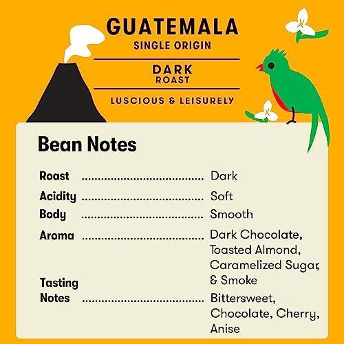 Peace Coffee Guatemala Single Origin Coffee | 20 oz Whole Bean Dark Roast | Organic Fair Trade Coffee |Rich, Chocolatey flavor | Shade Grown, Fresh Roasted - SHOP NO2CO2