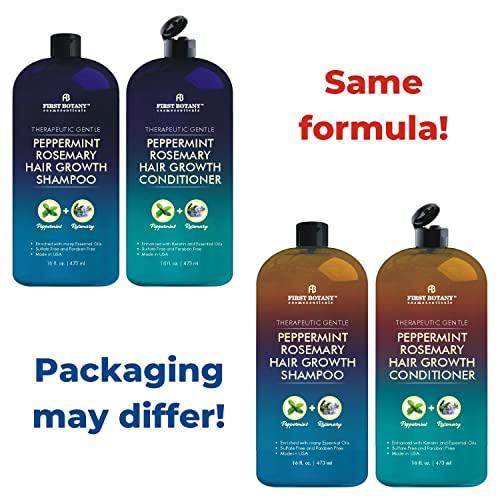 Peppermint Rosemary Hair Regrowth and Anti Hair Loss Shampoo and Conditioner Set - Daily Hydrating, Detoxifying, Volumizing Shampoo and Fights Dandruff For Men and Women 16 fl oz x 2 - SHOP NO2CO2