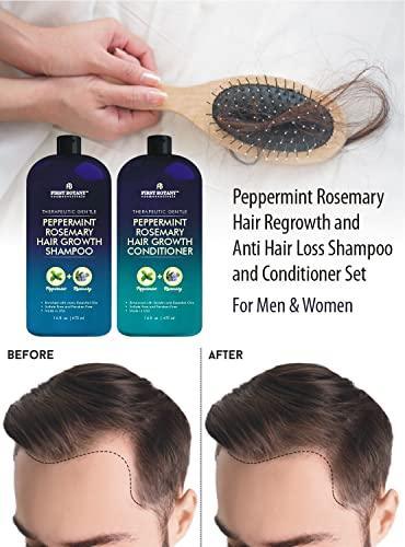 Peppermint Rosemary Hair Regrowth and Anti Hair Loss Shampoo and Conditioner Set - Daily Hydrating, Detoxifying, Volumizing Shampoo and Fights Dandruff For Men and Women 16 fl oz x 2 - SHOP NO2CO2