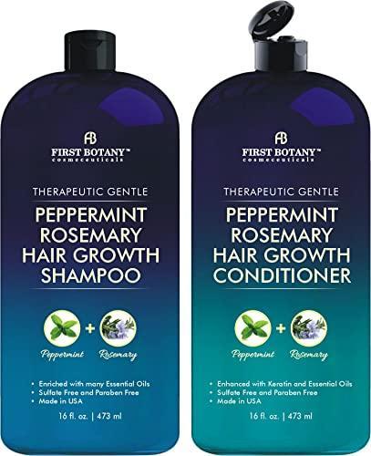 Peppermint Rosemary Hair Regrowth and Anti Hair Loss Shampoo and Conditioner Set - Daily Hydrating, Detoxifying, Volumizing Shampoo and Fights Dandruff For Men and Women 16 fl oz x 2 - SHOP NO2CO2