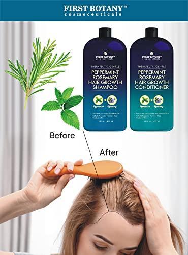 Peppermint Rosemary Hair Regrowth and Anti Hair Loss Shampoo and Conditioner Set - Daily Hydrating, Detoxifying, Volumizing Shampoo and Fights Dandruff For Men and Women 16 fl oz x 2 - SHOP NO2CO2