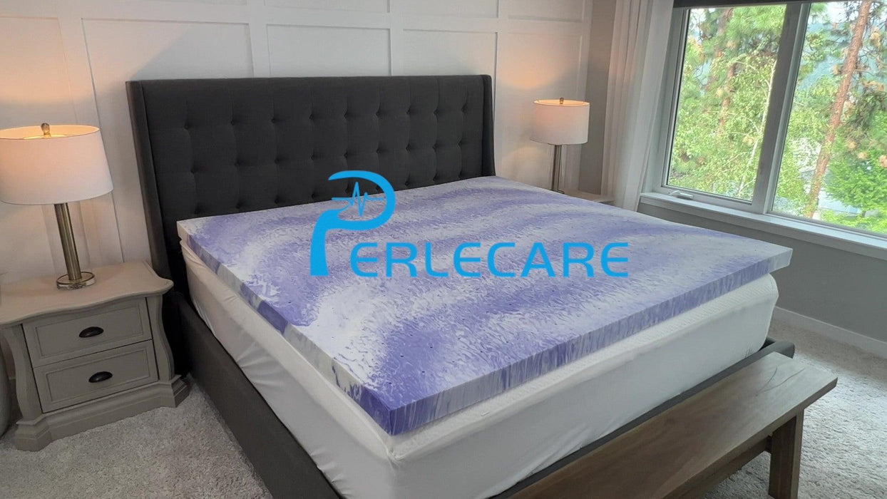 PERLECARE 3 Inch Queen Memory Foam Mattress Topper for Pressure Relief, Cooling Gel Infusion, CertiPUR-US Certified Purple - SHOP NO2CO2