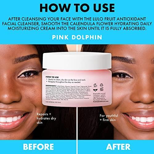 Pink Dolphin | Calendula Flower Hydrating Daily Moisturizing Cream | Soothes Inflammation & Promotes Healing | Repairs & Rehydrates Dry Skin | Improves Collagen Production | Face & Skin Care | 1 Oz - SHOP NO2CO2