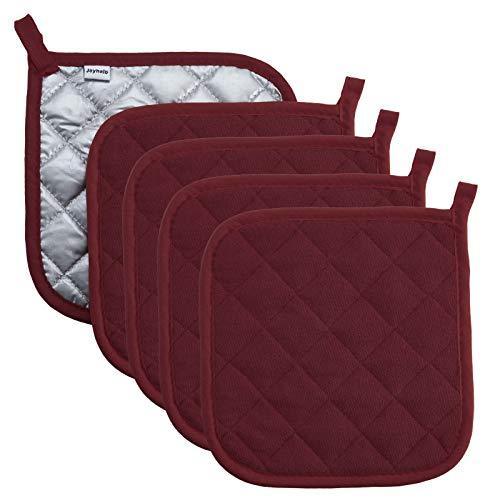 Pot Holders Cotton Made Machine Washable Heat Resistant Potholder, Pot Holder, Hot Pads, Trivet for Cooking and Baking (5, Ruby) - SHOP NO2CO2