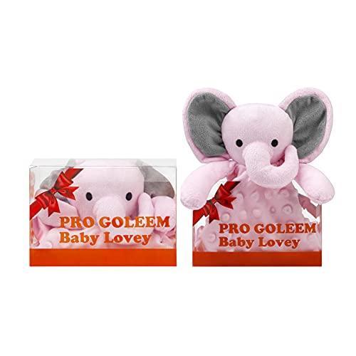 Pro Goleem Elephant Security Blanket with Stuffed Animal Snuggle Toy Lovey Soft Lovie Baby Registry Search Christmas Baby Girl Gifts for Infant and Toddler Pink 16 Inch - SHOP NO2CO2