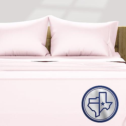 Pure Split King Size Cotton Bed Sheets Set (Split King, 1000 Thread Count) Blush Sheets and Pillow Cases (5 Pc) – Cotton Sheets Split King Size Bed- Sateen Weave Sheets - 16” Deep Pocket Sheets - SHOP NO2CO2