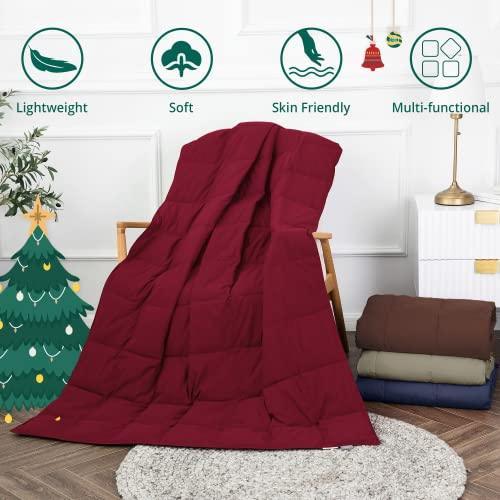 puredown® Soft Down Throw Blanket Lightweight Packable Couch Throw for Indoor and Outdoor Use, 50"X70", Red - SHOP NO2CO2