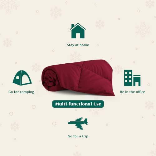 puredown® Soft Down Throw Blanket Lightweight Packable Couch Throw for Indoor and Outdoor Use, 50"X70", Red - SHOP NO2CO2