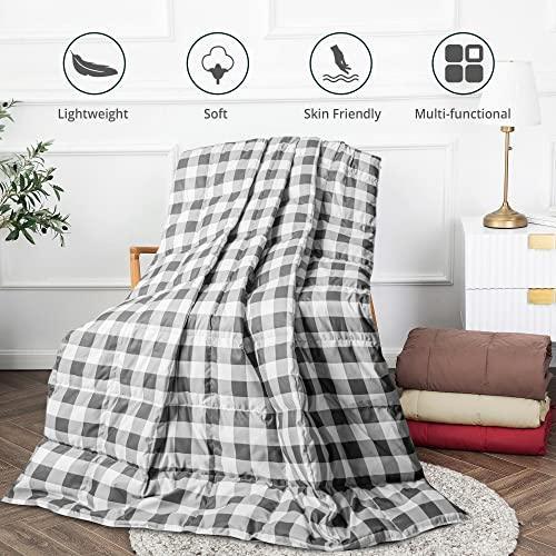 puredown ® Soft Down Throw Blanket Lightweight Packable Couch Throw for Indoor and Outdoor Use, 50"X70",Black and White - SHOP NO2CO2