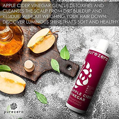 Purezero Apple Cider Vinegar Shampoo & Conditioner Set - Detox Scalp & Hair - pH balanced -Increase Hydration - Zero Sulfates, Parabens, Dyes - 100% Vegan & Cruelty Free - Great For Color Treated Hair - SHOP NO2CO2