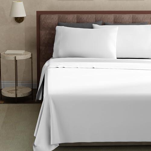 Purity Home Full White, 100% Cotton Sheet Set, 400 Thread Count, Wrinkle-Resistant, Soft Sateen Hotel Quality Bed Sheets with Elasticized Deep Pocket, 4 Piece Cotton Bedding Set - White, Full - SHOP NO2CO2