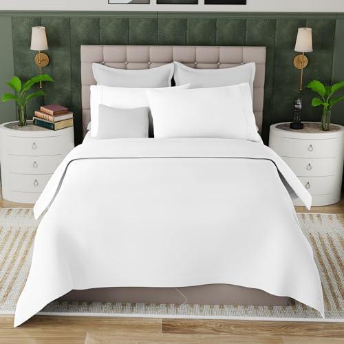 Purity Home Organic 100% Cotton Percale Twin XL Sheets Set White, 3 Piece TwinXL Bed Sheets Set for Dorm Bed, 14" Deep Pockets Cotton Sheet Set, Breathable & Cooling White Sheets for Hot Sleepers - SHOP NO2CO2