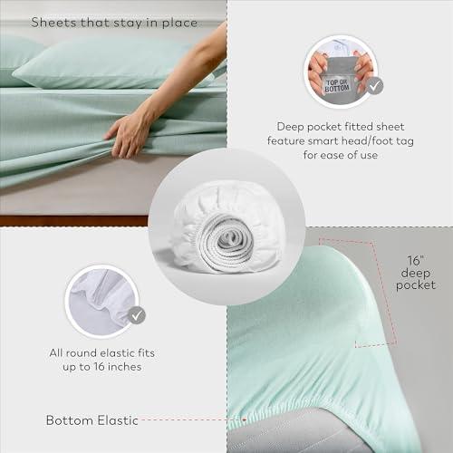 Purity Home Organic 100% Cotton Percale Twin XL Sheets Set White, 3 Piece TwinXL Bed Sheets Set for Dorm Bed, 14" Deep Pockets Cotton Sheet Set, Breathable & Cooling White Sheets for Hot Sleepers - SHOP NO2CO2