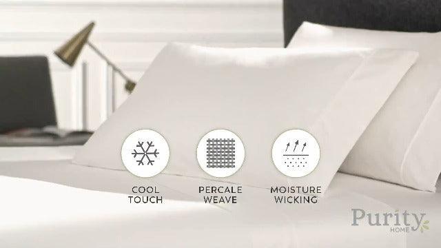 Purity Home Organic 100% Cotton Percale Twin XL Sheets Set White, 3 Piece TwinXL Bed Sheets Set for Dorm Bed, 14" Deep Pockets Cotton Sheet Set, Breathable & Cooling White Sheets for Hot Sleepers - SHOP NO2CO2