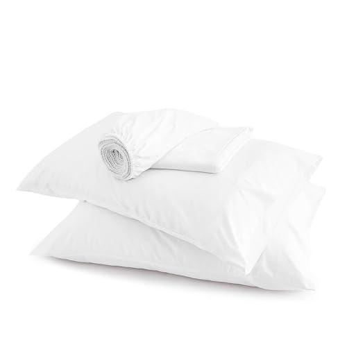 Purity Home Organic 100% Cotton Percale Twin XL Sheets Set White, 3 Piece TwinXL Bed Sheets Set for Dorm Bed, 14" Deep Pockets Cotton Sheet Set, Breathable & Cooling White Sheets for Hot Sleepers - SHOP NO2CO2