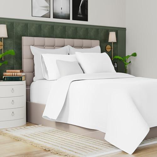 Purity Home Organic 100% Cotton Percale Twin XL Sheets Set White, 3 Piece TwinXL Bed Sheets Set for Dorm Bed, 14" Deep Pockets Cotton Sheet Set, Breathable & Cooling White Sheets for Hot Sleepers - SHOP NO2CO2