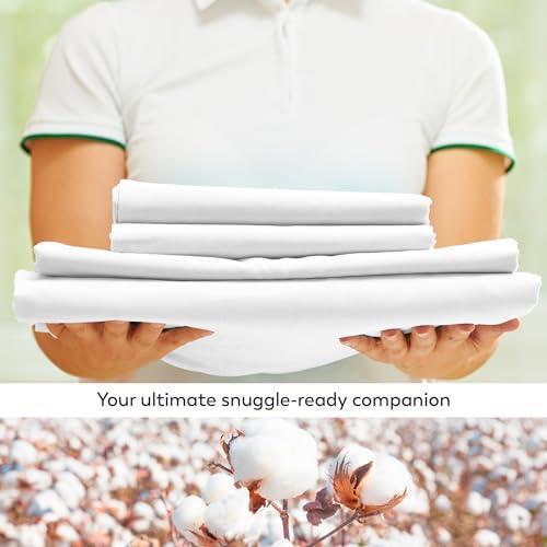 Purity Home Organic 100% Cotton Percale Twin XL Sheets Set White, 3 Piece TwinXL Bed Sheets Set for Dorm Bed, 14" Deep Pockets Cotton Sheet Set, Breathable & Cooling White Sheets for Hot Sleepers - SHOP NO2CO2