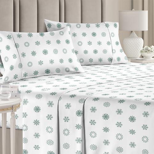 Queen Christmas Sheets - 4 Piece Deep Pocket Christmas Sheet Set - Soft & Wrinkle Free - Easy Care Bedding for Women, Men, Kids & Teens - Luxury Winter Holiday Sheets by CGK Linens (Green) - SHOP NO2CO2