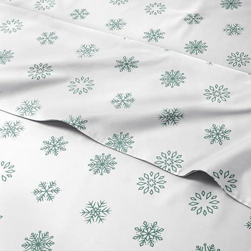 Queen Christmas Sheets - 4 Piece Deep Pocket Christmas Sheet Set - Soft & Wrinkle Free - Easy Care Bedding for Women, Men, Kids & Teens - Luxury Winter Holiday Sheets by CGK Linens (Green) - SHOP NO2CO2