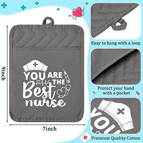 R HORSE 6Pcs Nurse Appreciation Gift Thank You Nurse Pot Holder Set Kitchen Heat Resistant Oven Mitts Hot Pads Baking Potholders for Medical Doctor Nursing Graduation Retirement National Nurses Week - SHOP NO2CO2