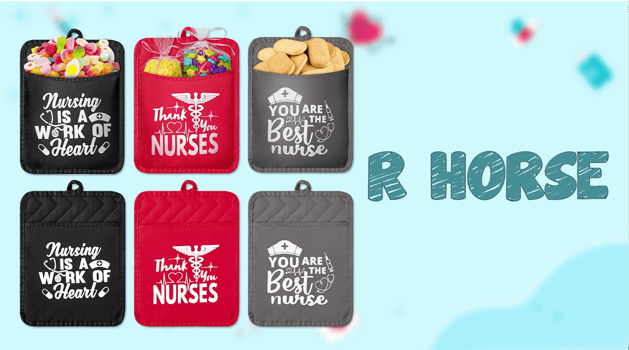 R HORSE 6Pcs Nurse Appreciation Gift Thank You Nurse Pot Holder Set Kitchen Heat Resistant Oven Mitts Hot Pads Baking Potholders for Medical Doctor Nursing Graduation Retirement National Nurses Week - SHOP NO2CO2