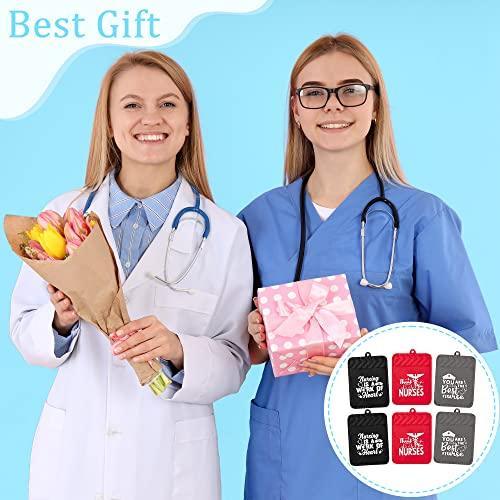 R HORSE 6Pcs Nurse Appreciation Gift Thank You Nurse Pot Holder Set Kitchen Heat Resistant Oven Mitts Hot Pads Baking Potholders for Medical Doctor Nursing Graduation Retirement National Nurses Week - SHOP NO2CO2