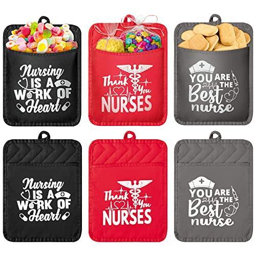 R HORSE 6Pcs Nurse Appreciation Gift Thank You Nurse Pot Holder Set Kitchen Heat Resistant Oven Mitts Hot Pads Baking Potholders for Medical Doctor Nursing Graduation Retirement National Nurses Week - SHOP NO2CO2