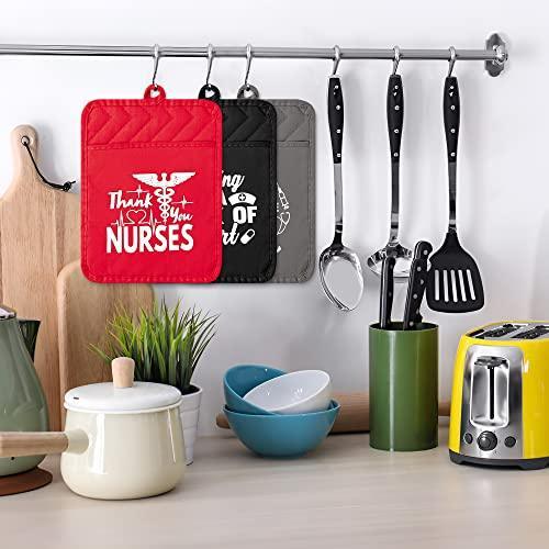 R HORSE 6Pcs Nurse Appreciation Gift Thank You Nurse Pot Holder Set Kitchen Heat Resistant Oven Mitts Hot Pads Baking Potholders for Medical Doctor Nursing Graduation Retirement National Nurses Week - SHOP NO2CO2